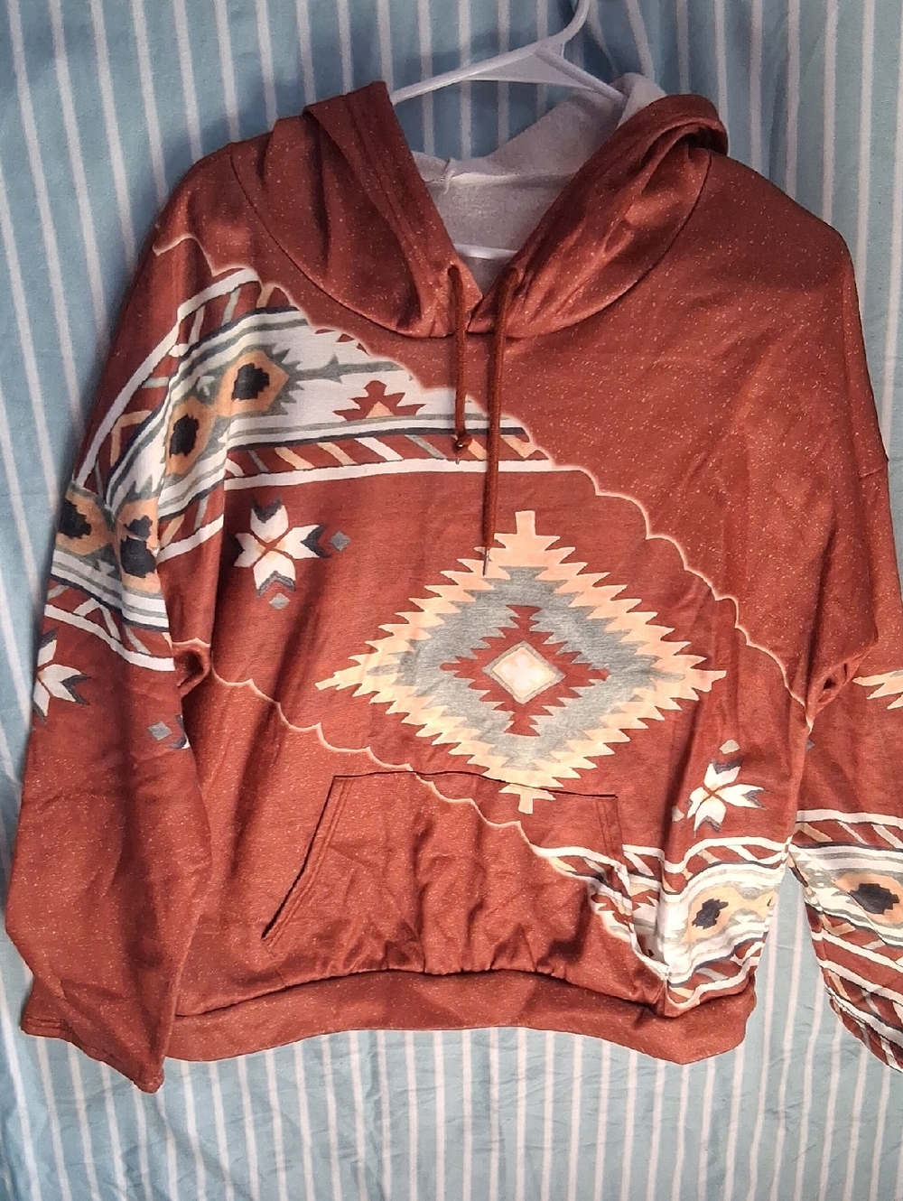 Source Unknown Rust Aztec Print Hoodie